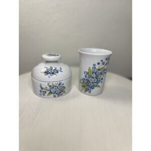 Handarbeit KPM Bavaria Porzellan Forget Me Not Pattern Bathroom Set Bowl And Cup